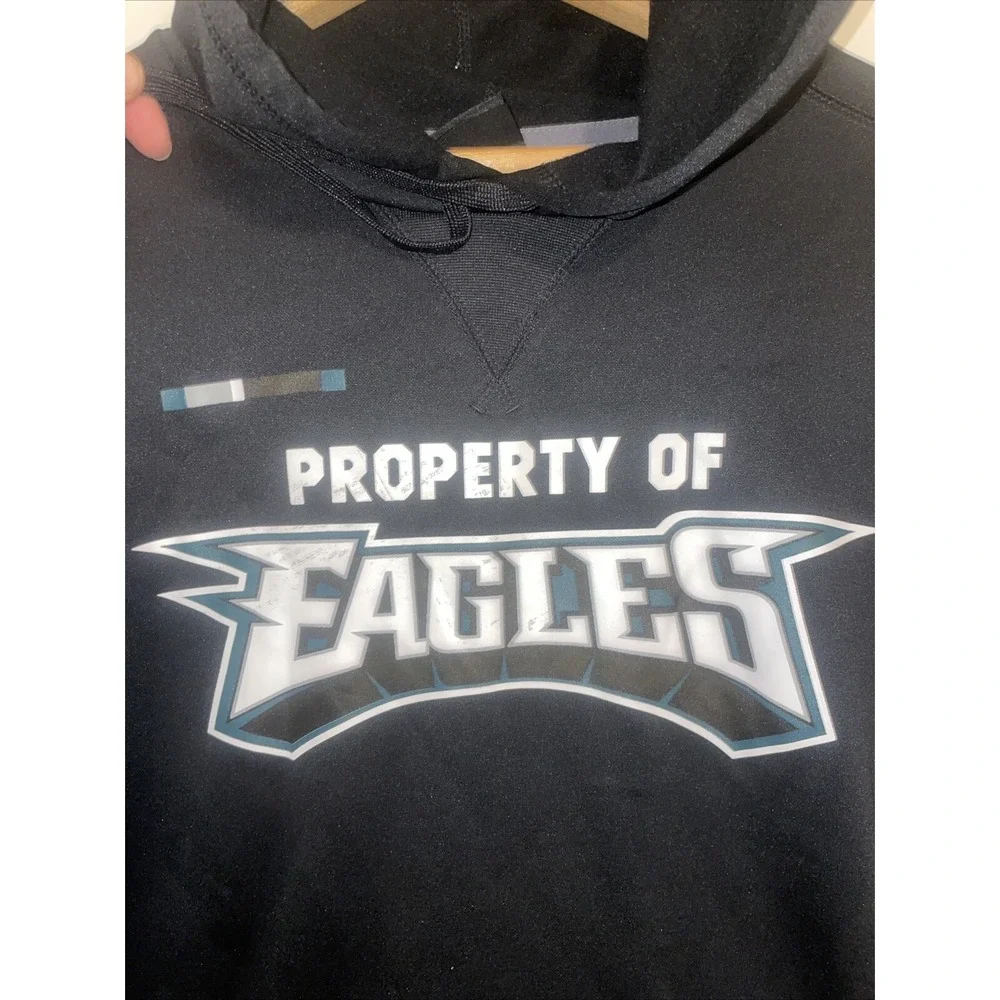 NWT NFL Team Apparel Nike Eagles Hooded Large Black Pull Over‎ Sweatshirt